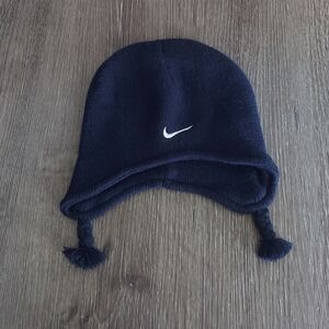 Nike Toddler Navy Blue Earflap Knit Beanie